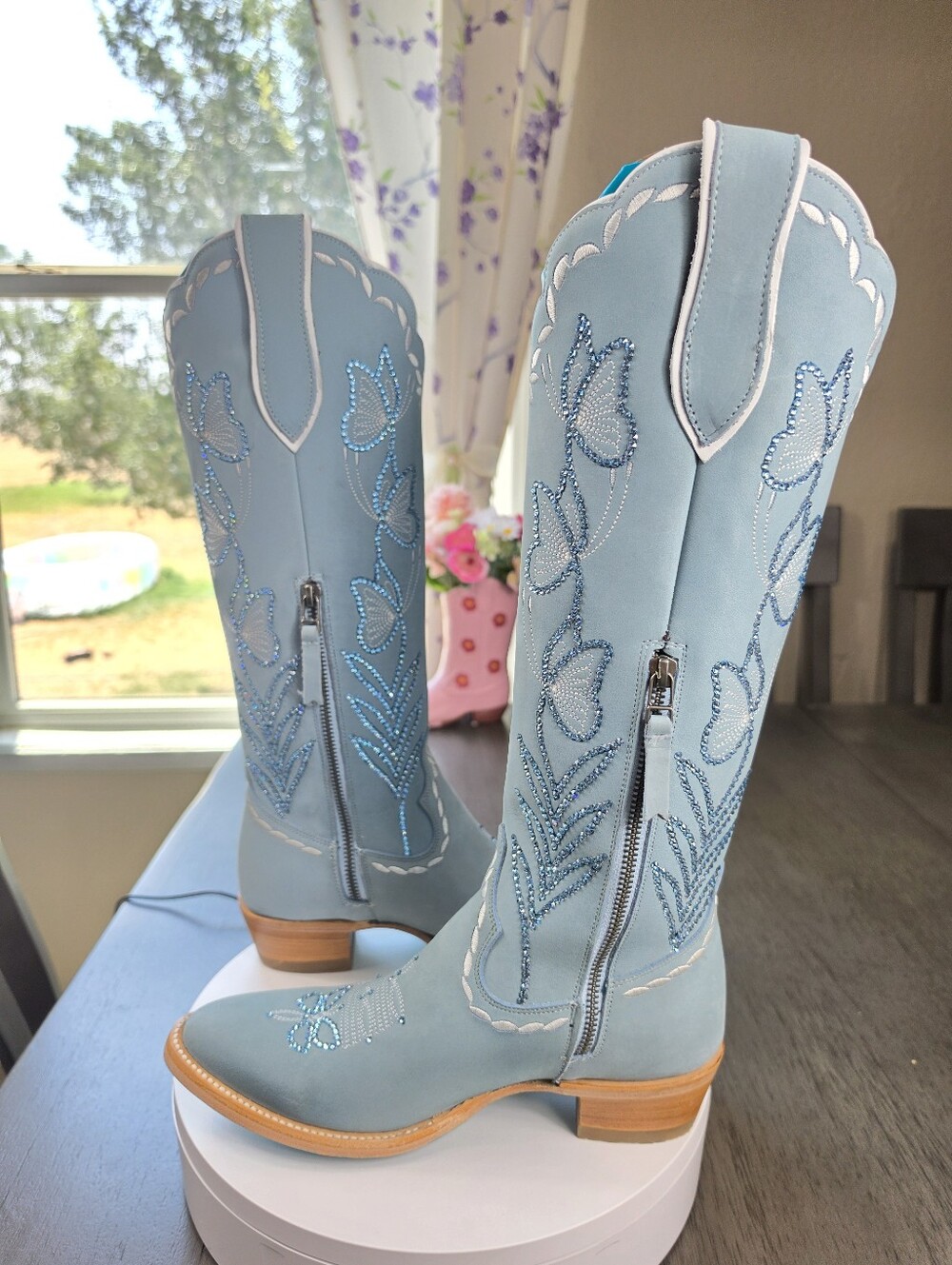 New LANE Sweet Memories Cowgirl Boots With SWAROVSKI CRYSTALS 7.5 - Picture 6 of 8